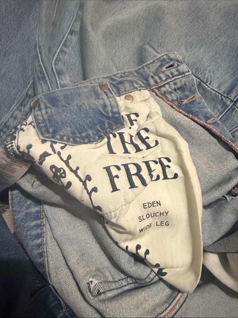 Free People We The Free Eden High Waist Slouchy Baggy Wide Leg Jeans SZ 30 - Picture 7 of 7